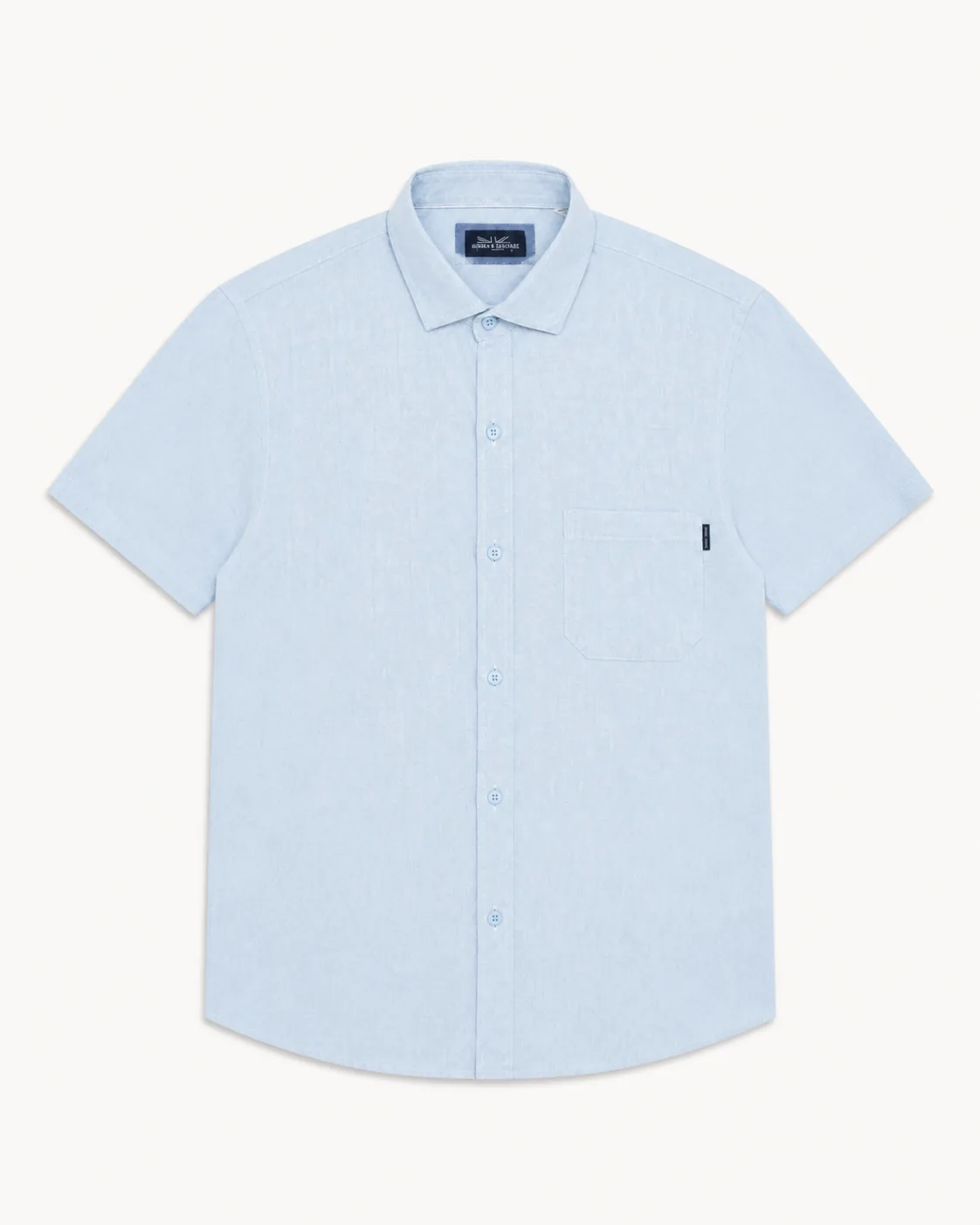 Camisa corta Linaza Celeste